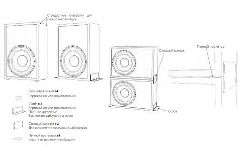 ИнсталляЦионный сабвуфер в комплекте с усилителем M&K Sound  C15S / VA500 Blue Edition. Мощность 500 ватт. Цвет: Черный [Vinyl/None]